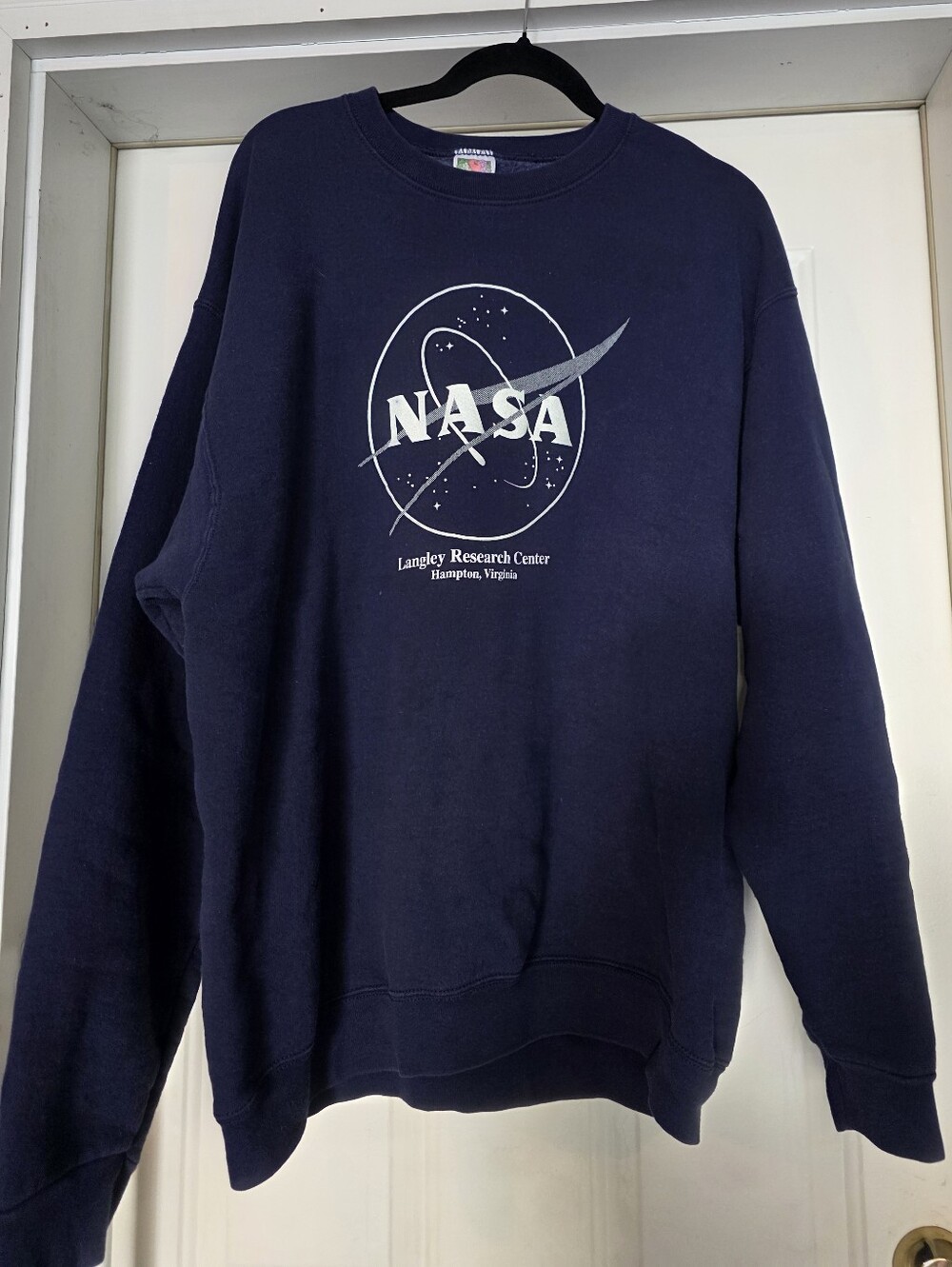 Vintage 90s NASA Langley Research Center Sweatshirt XL FOTL Navy Blue